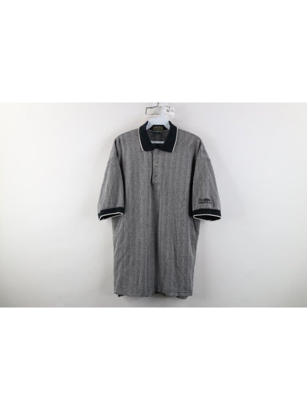 Vtg 90s Streetwear Mens Large Herringbone Cotton Knit Collared Golf Polo Shirt